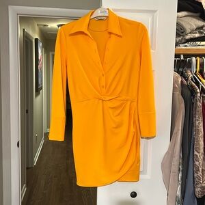 Zara bright orange button up mini dress size small worn once